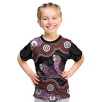 Purple Budgerigar Australia Indigenous Art Kid T Shirt