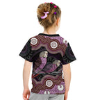 Purple Budgerigar Australia Indigenous Art Kid T Shirt