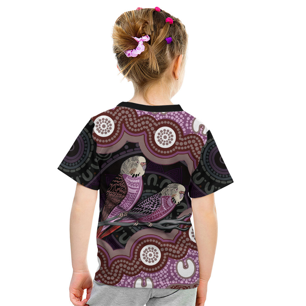 Purple Budgerigar Australia Indigenous Art Kid T Shirt