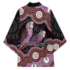 Purple Budgerigar Australia Indigenous Art Kimono