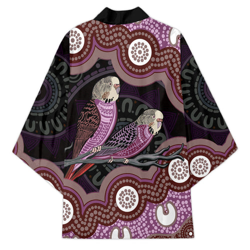 Purple Budgerigar Australia Indigenous Art Kimono