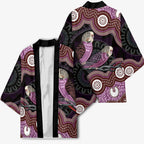 Purple Budgerigar Australia Indigenous Art Kimono