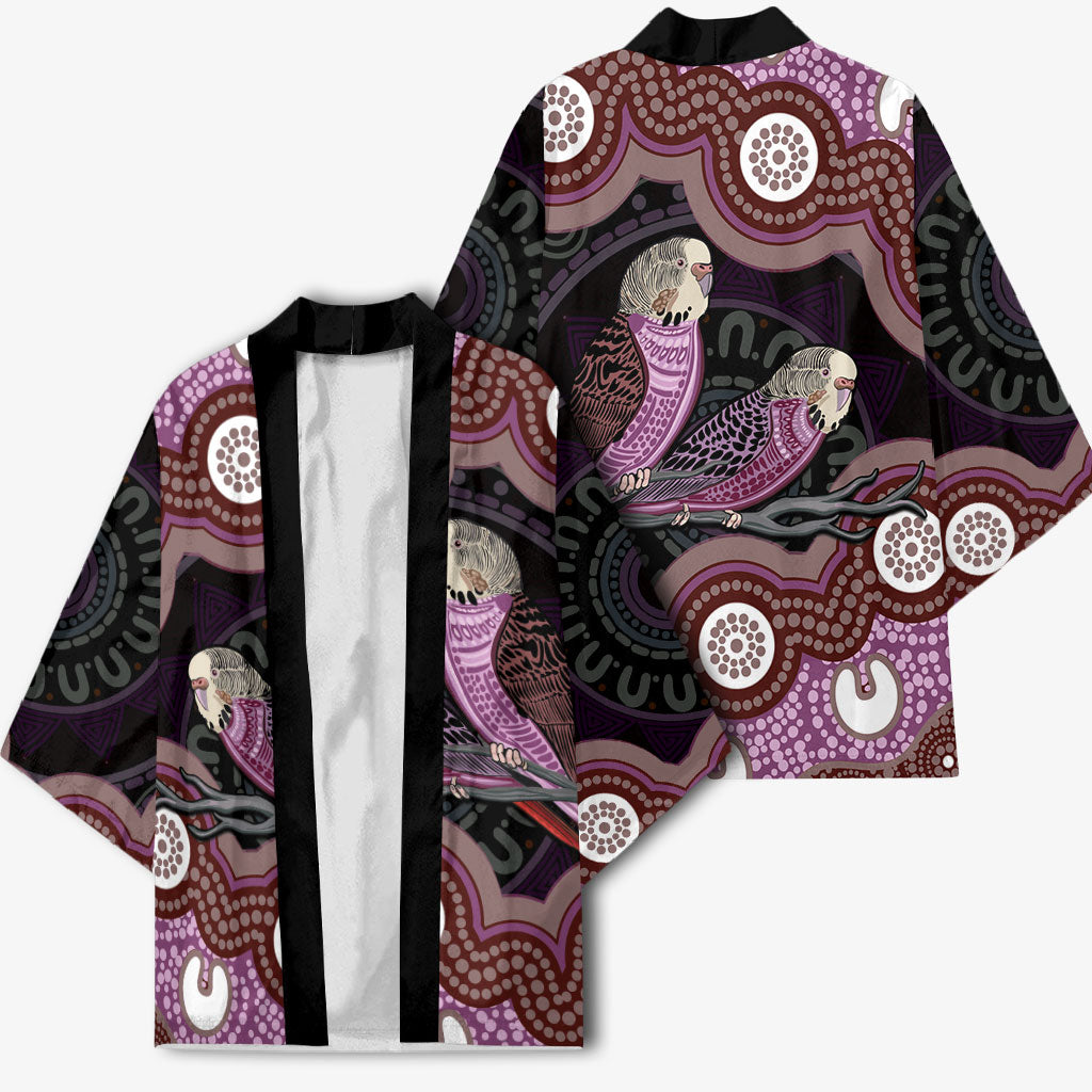 Purple Budgerigar Australia Indigenous Art Kimono