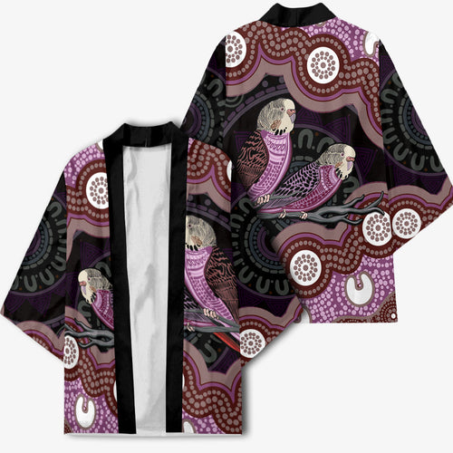 Purple Budgerigar Australia Indigenous Art Kimono