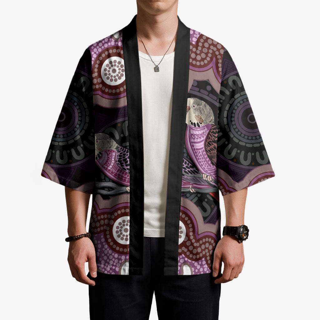 Purple Budgerigar Australia Indigenous Art Kimono