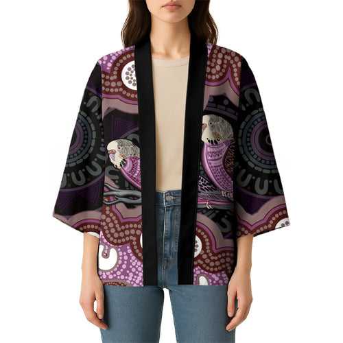 Purple Budgerigar Australia Indigenous Art Kimono