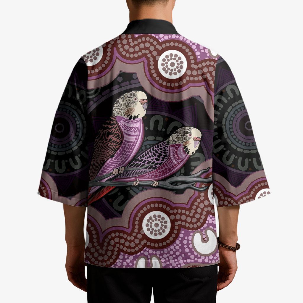 Purple Budgerigar Australia Indigenous Art Kimono