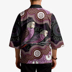 Purple Budgerigar Australia Indigenous Art Kimono