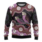Purple Budgerigar Australia Indigenous Art Ugly Christmas Sweater