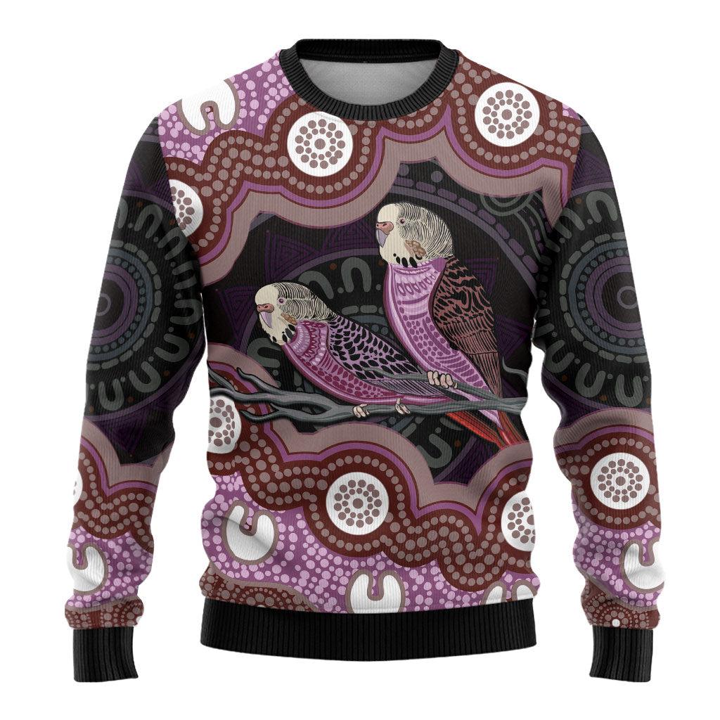 Purple Budgerigar Australia Indigenous Art Ugly Christmas Sweater