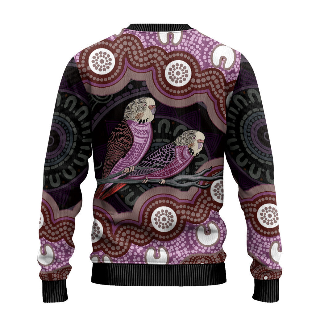 Purple Budgerigar Australia Indigenous Art Ugly Christmas Sweater