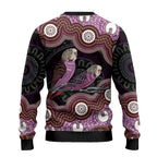 Purple Budgerigar Australia Indigenous Art Ugly Christmas Sweater