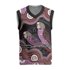 Purple Budgerigar Australia Indigenous Art Christmas Knitted V-Neck Vest