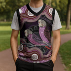 Purple Budgerigar Australia Indigenous Art Christmas Knitted V-Neck Vest