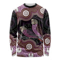 Purple Budgerigar Australia Indigenous Art Long Sleeve Shirt