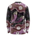 Purple Budgerigar Australia Indigenous Art Long Sleeve Shirt