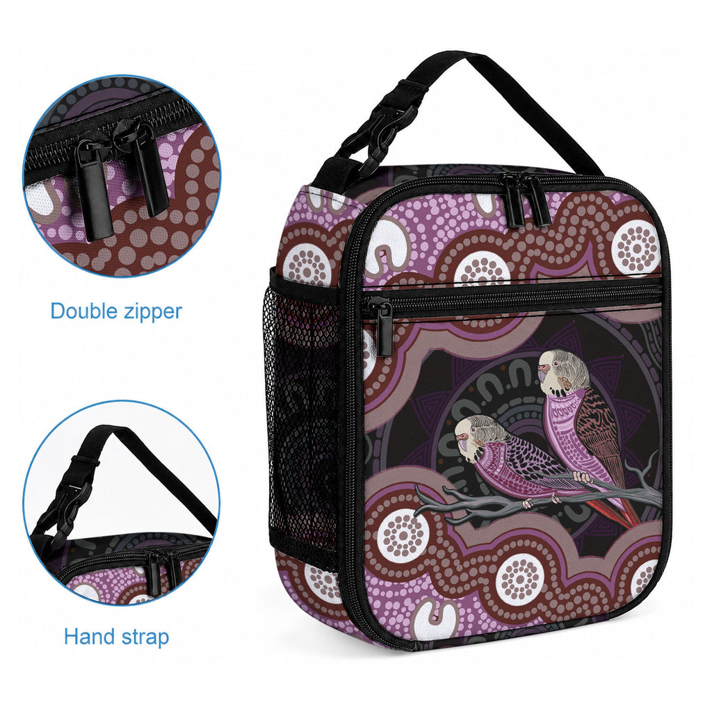 Purple Budgerigar Australia Indigenous Art Lunch Bag
