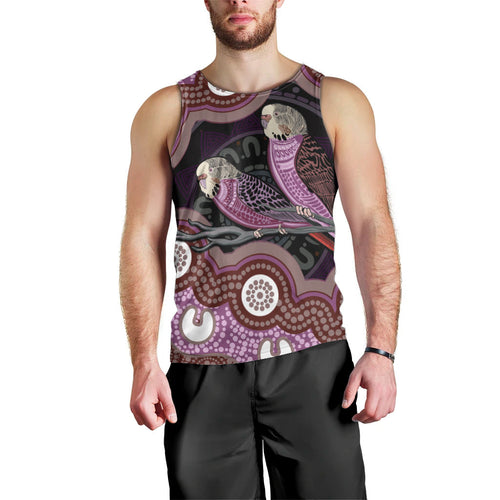 Purple Budgerigar Australia Indigenous Art Men Tank Top
