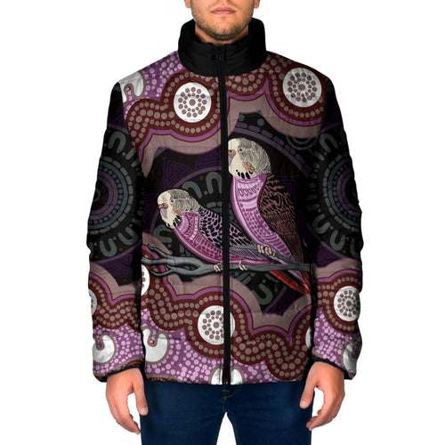 Purple Budgerigar Australia Indigenous Art Padded Jacket