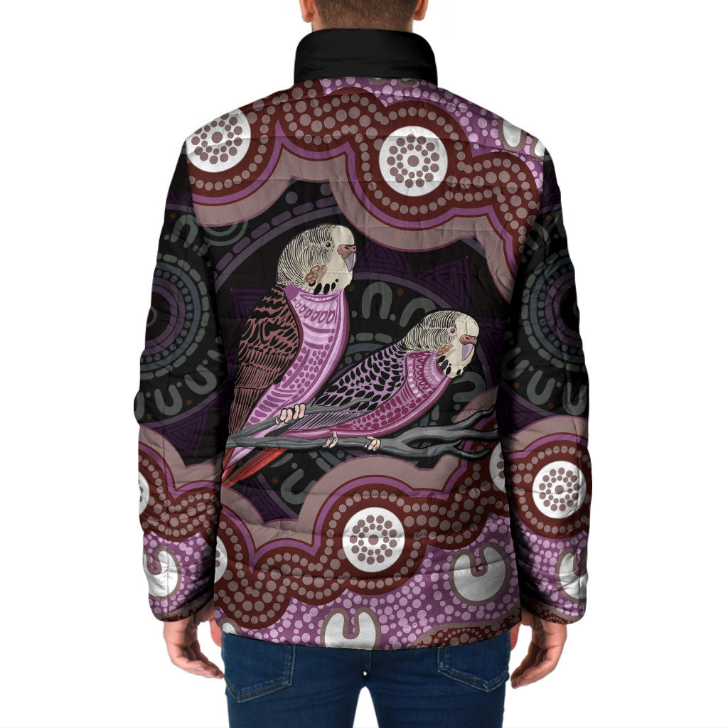 Purple Budgerigar Australia Indigenous Art Padded Jacket