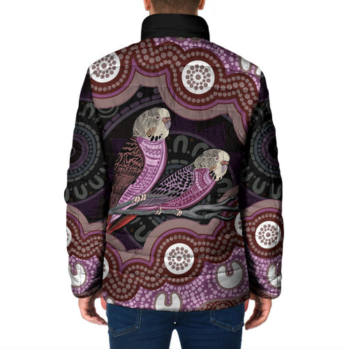 Purple Budgerigar Australia Indigenous Art Padded Jacket