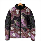 Purple Budgerigar Australia Indigenous Art Padded Jacket