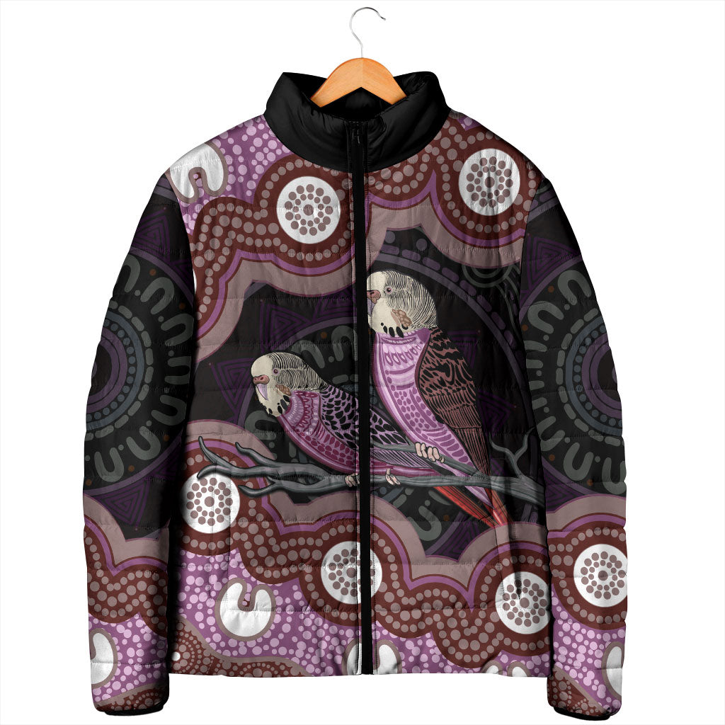 Purple Budgerigar Australia Indigenous Art Padded Jacket
