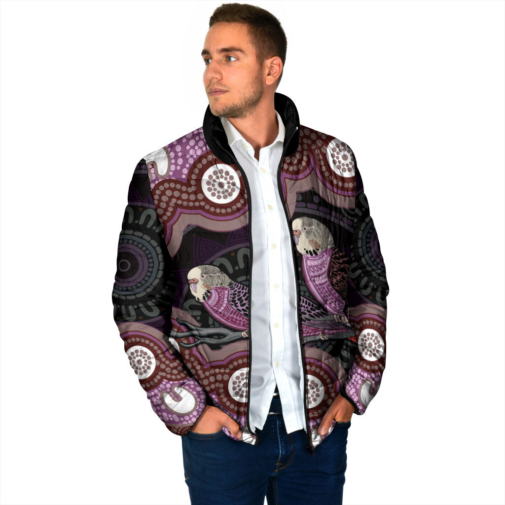 Purple Budgerigar Australia Indigenous Art Padded Jacket