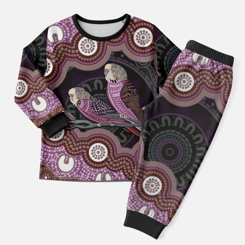 Purple Budgerigar Australia Indigenous Art Christmas Pajama Set