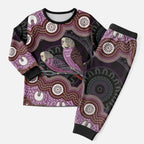 Purple Budgerigar Australia Indigenous Art Christmas Pajama Set
