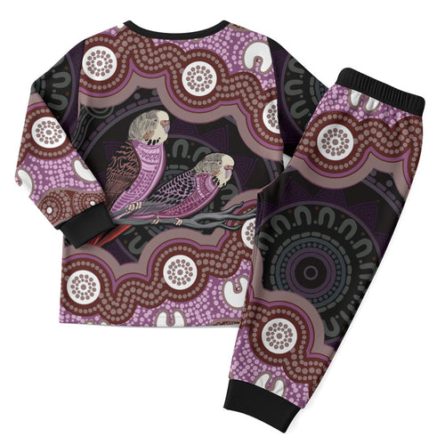 Purple Budgerigar Australia Indigenous Art Christmas Pajama Set
