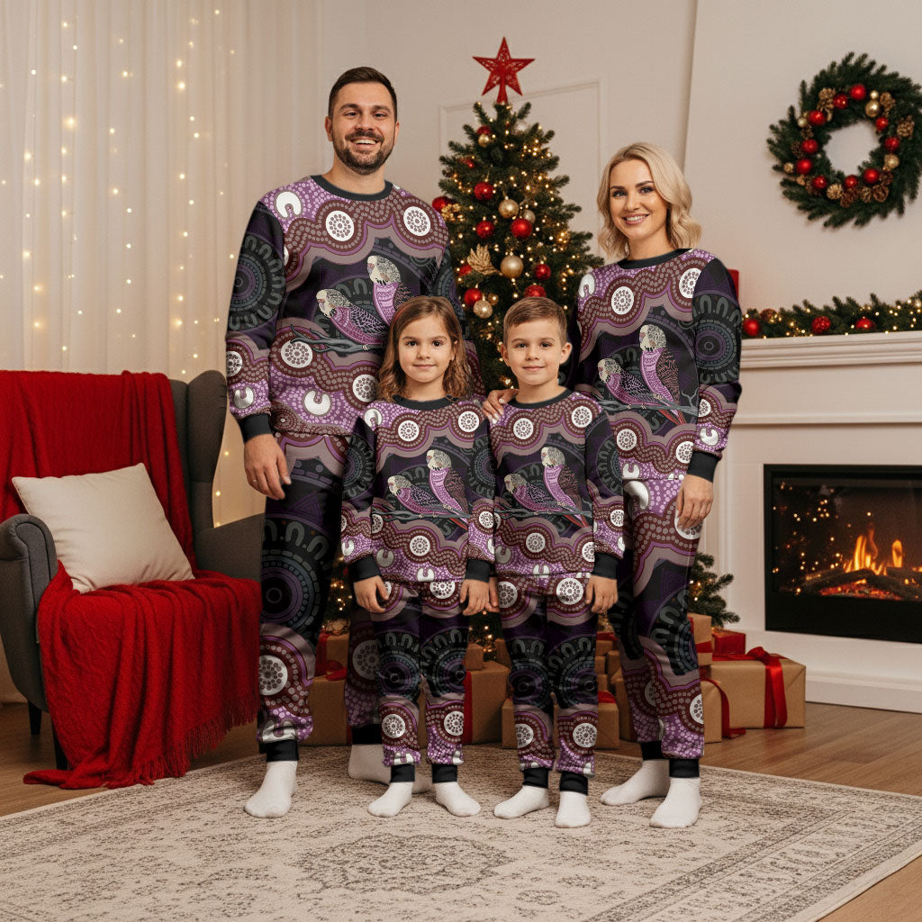 Purple Budgerigar Australia Indigenous Art Christmas Pajama Set