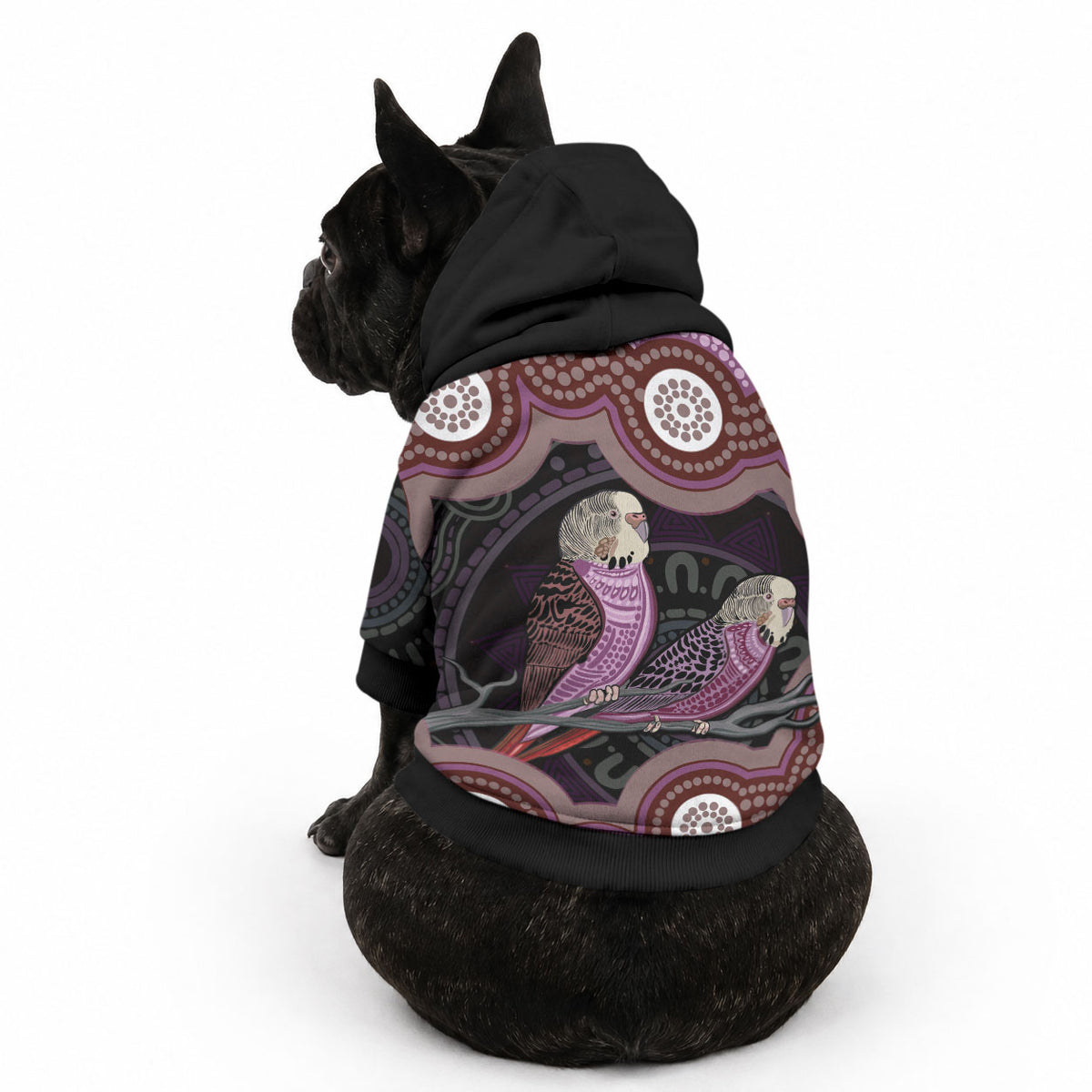 Purple Budgerigar Australia Indigenous Art Pet Hoodie