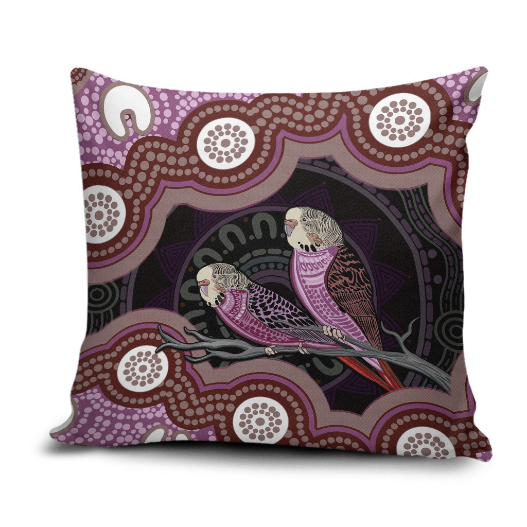 Purple Budgerigar Australia Indigenous Art Pillow Cover