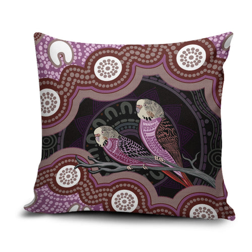 Purple Budgerigar Australia Indigenous Art Pillow Cover
