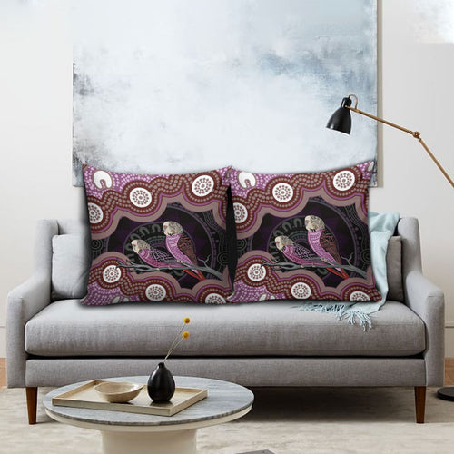 Purple Budgerigar Australia Indigenous Art Pillow Cover
