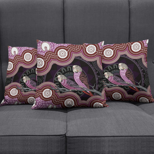 Purple Budgerigar Australia Indigenous Art Pillow Cover