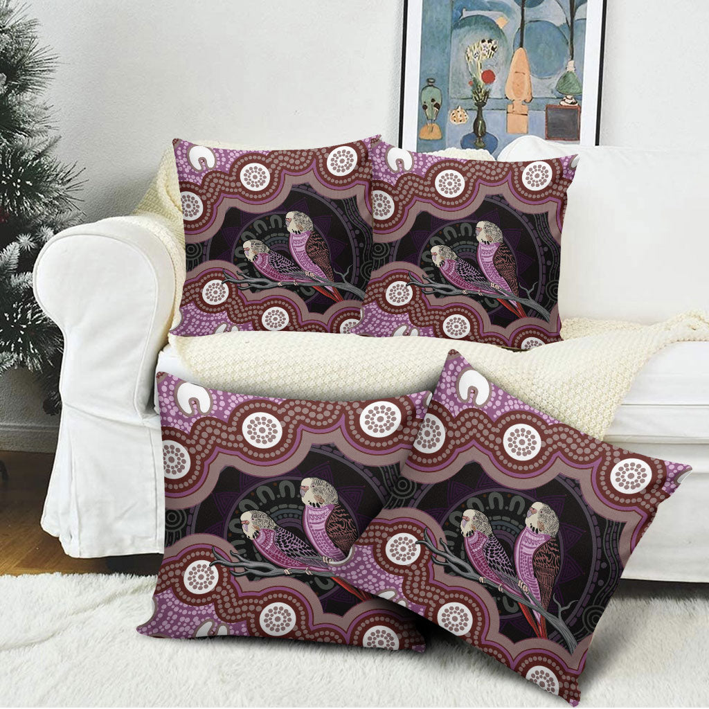 Purple Budgerigar Australia Indigenous Art Pillow Cover