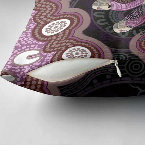 Purple Budgerigar Australia Indigenous Art Pillow Cover