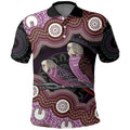 Purple Budgerigar Australia Indigenous Art Polo Shirt