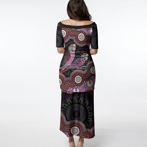 Purple Budgerigar Australia Indigenous Art Puletasi