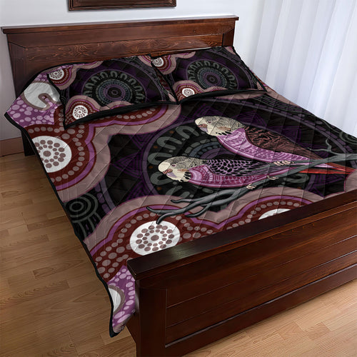Purple Budgerigar Australia Indigenous Art Quilt Bed Set