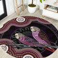 Purple Budgerigar Australia Indigenous Art Round Carpet