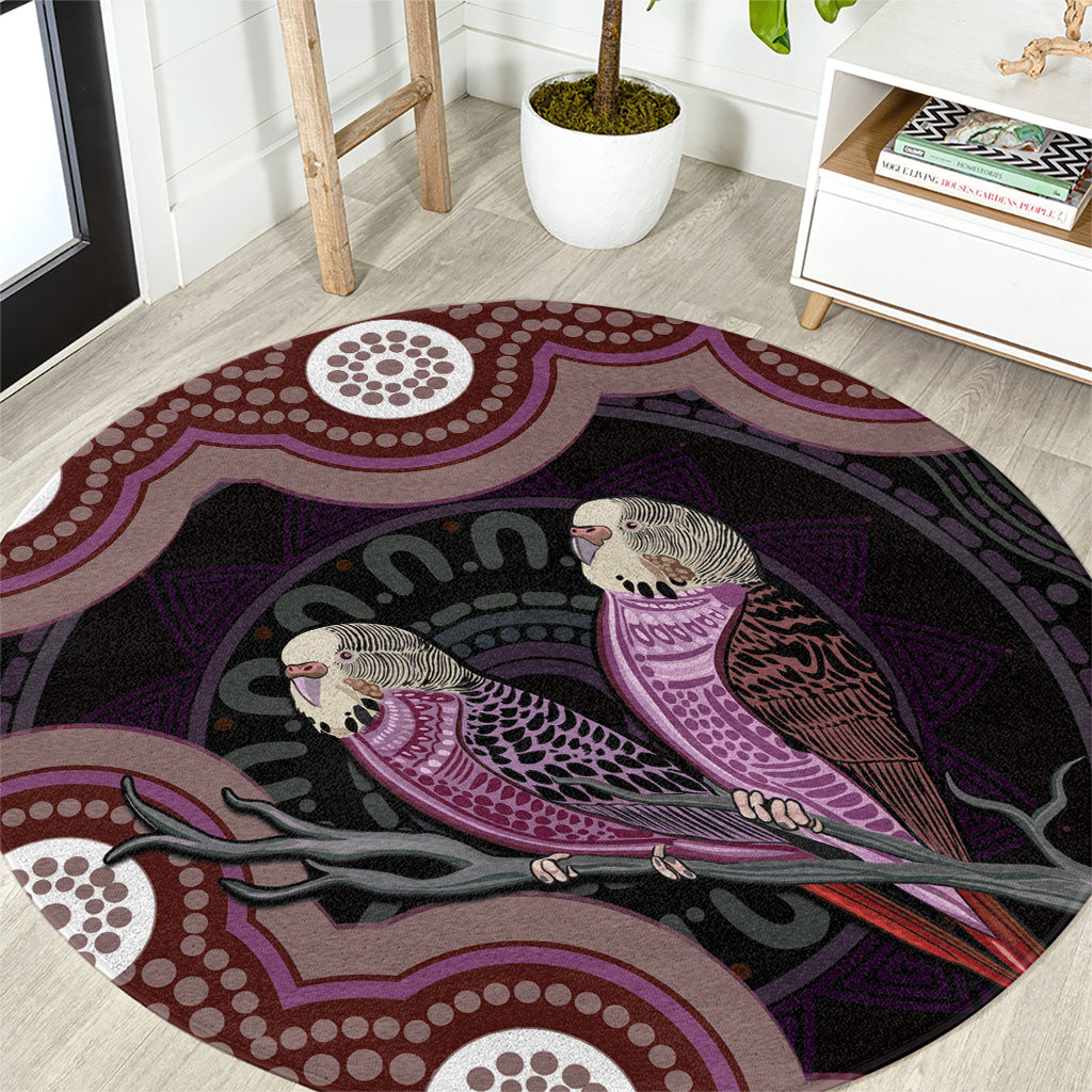 Purple Budgerigar Australia Indigenous Art Round Carpet