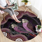 Purple Budgerigar Australia Indigenous Art Round Carpet