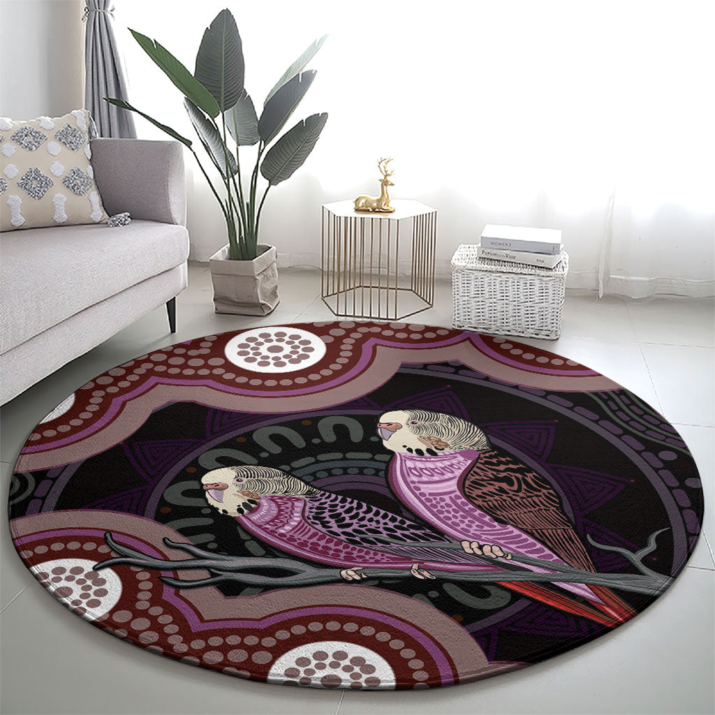 Purple Budgerigar Australia Indigenous Art Round Carpet