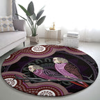 Purple Budgerigar Australia Indigenous Art Round Carpet