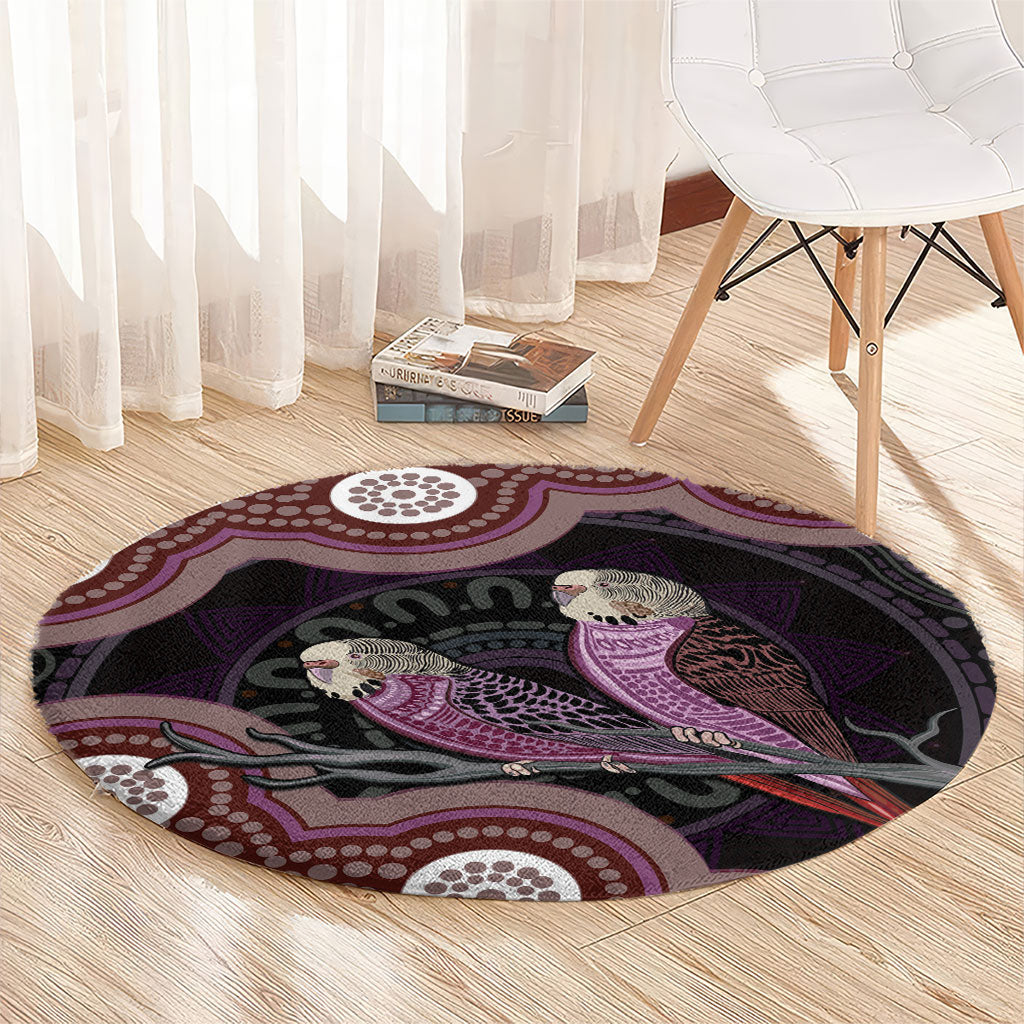 Purple Budgerigar Australia Indigenous Art Round Carpet