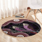 Purple Budgerigar Australia Indigenous Art Round Carpet