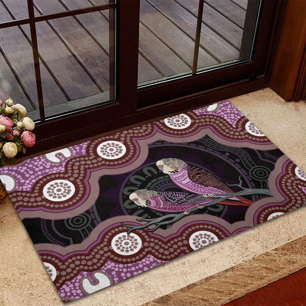 Purple Budgerigar Australia Indigenous Art Rubber Doormat